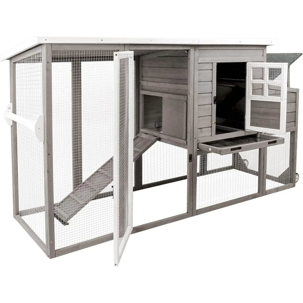 Wooden 75" Chicken Coop with Wheels
