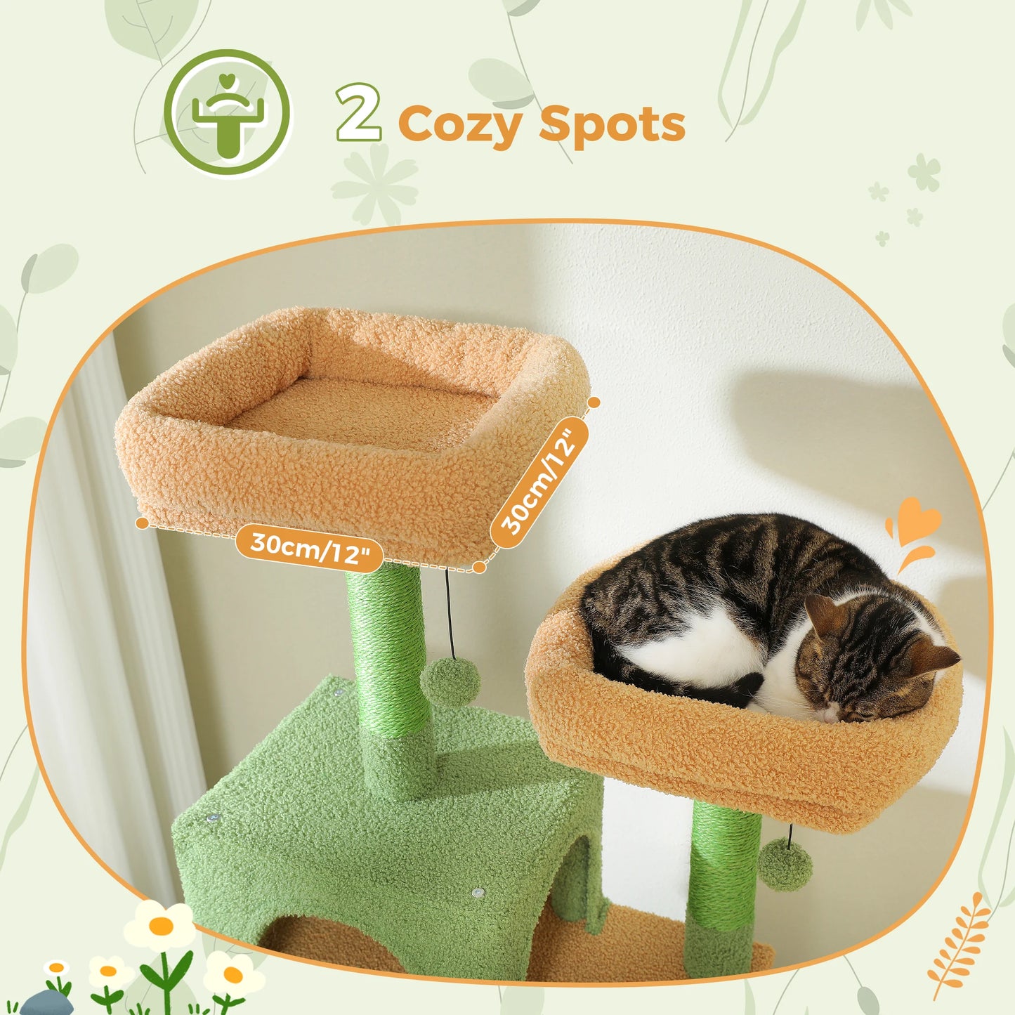 Large Cat Tree Tower for Indoor Cats, Green