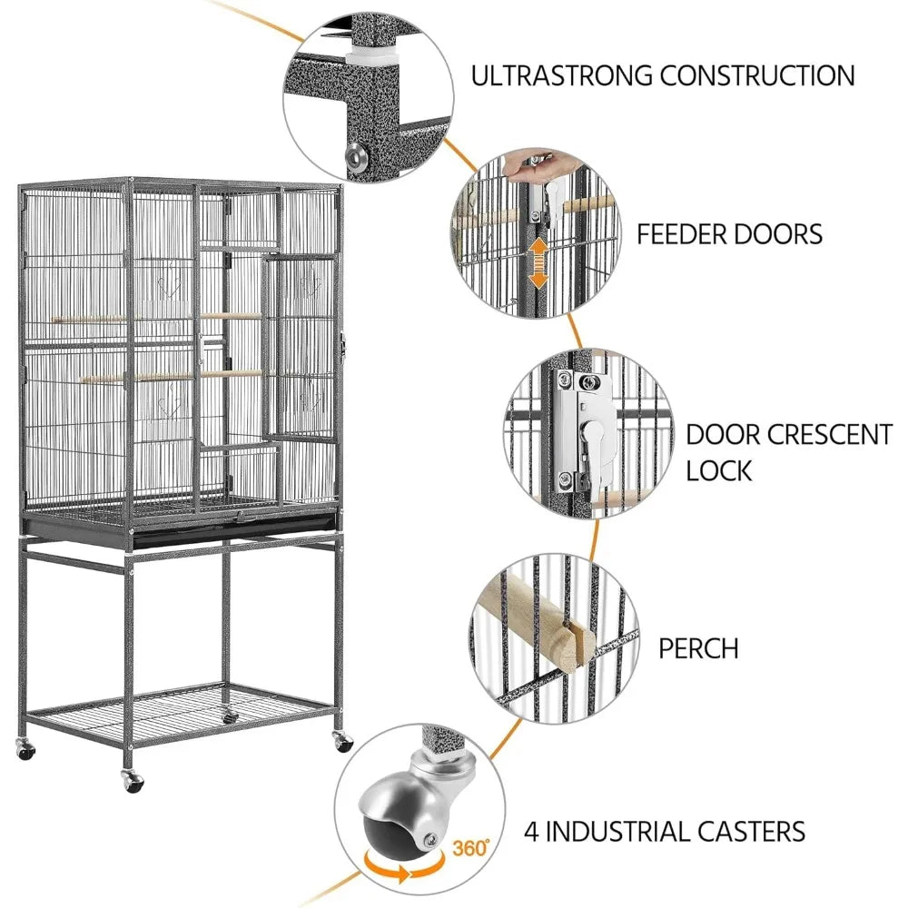 Wrought Iron Standing Large Parrot Parakeet Flight Bird Cage