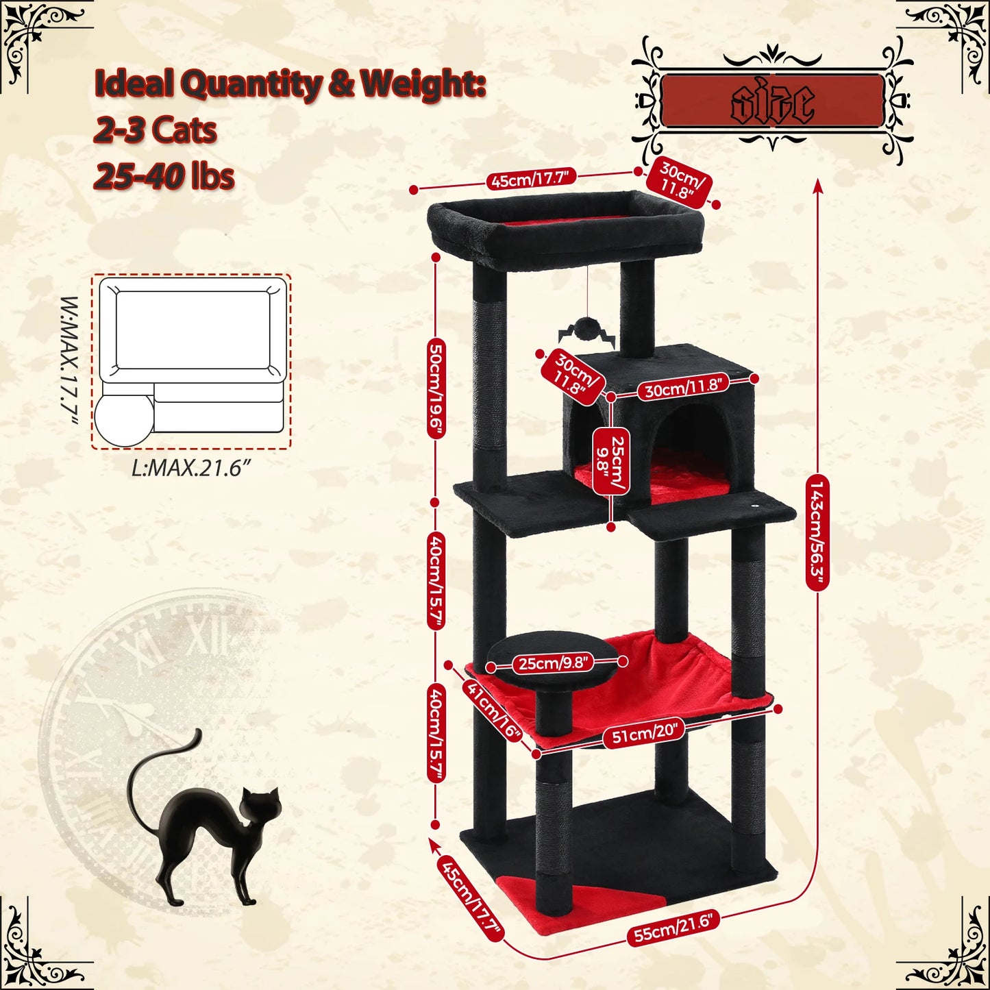 Gothic Cat Tree for Indoor Cats