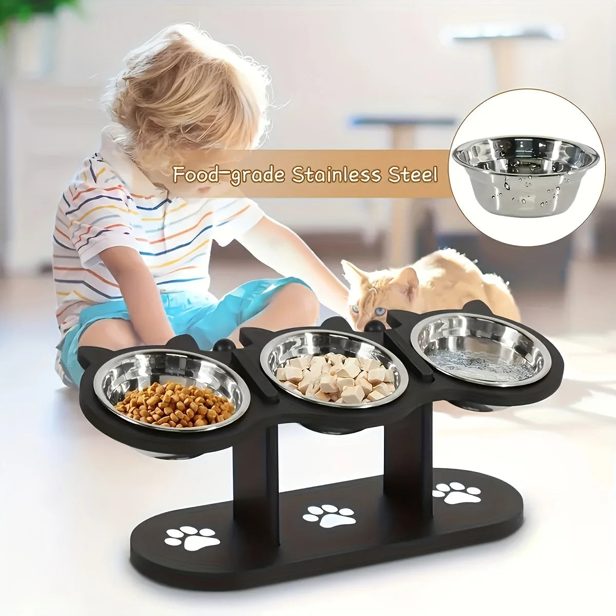3 Cat Bowls in 1 Feeder Feeding & Watering Supplies
