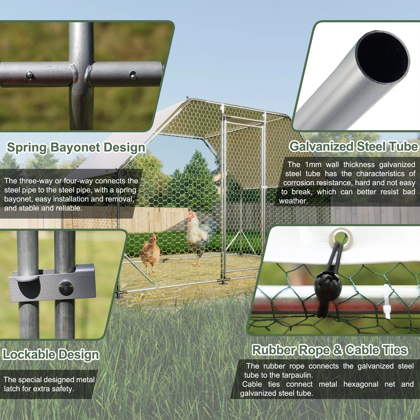 LZBEITEM 9.94 ft. x 6.46 ft. x 6.36 ft. Metal Large Chicken Coop