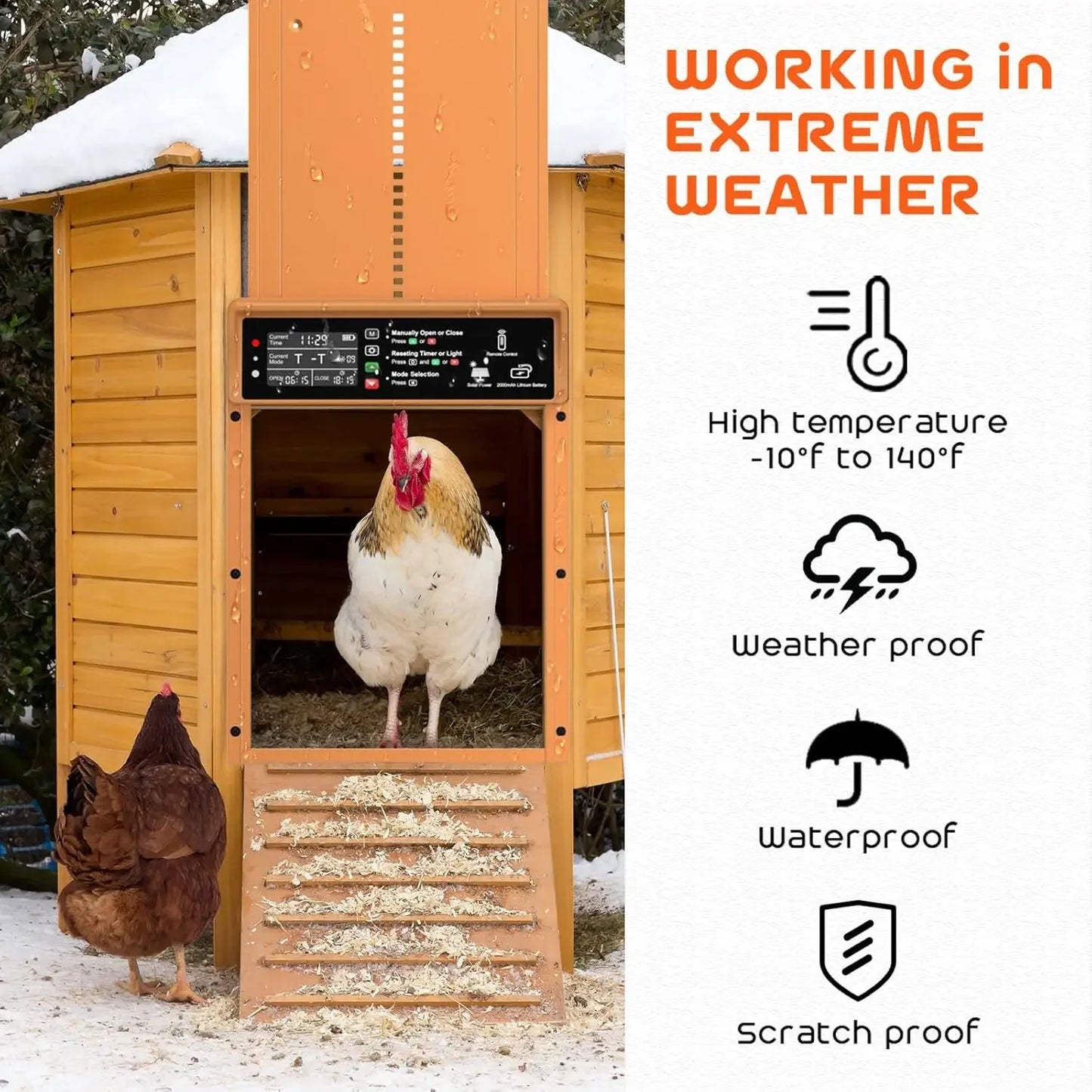 Automatic Chicken Coop Door Solar Powered with Timer & Light Sensor