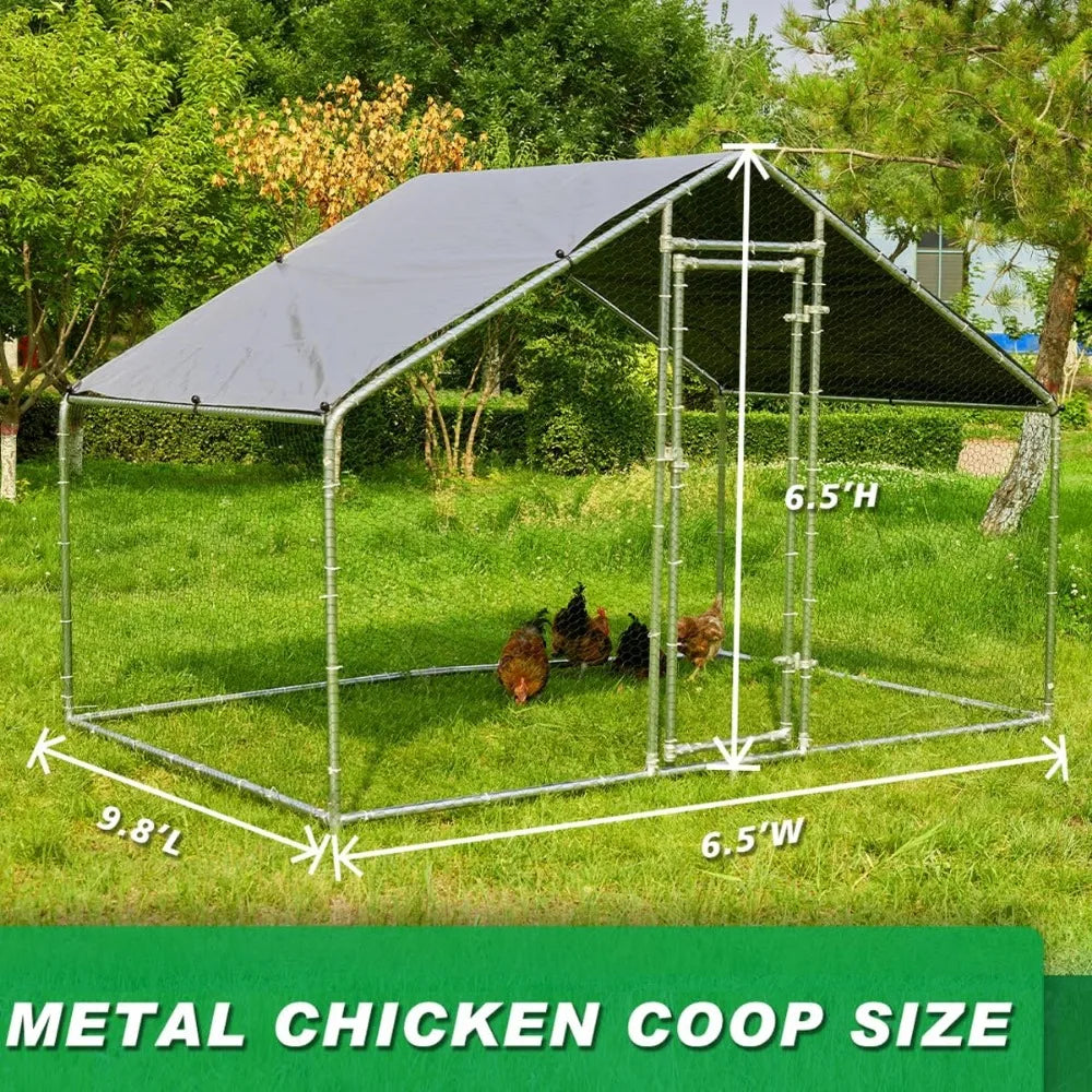 Large Metal Chicken Coop Run for 6/8/10 Chickens