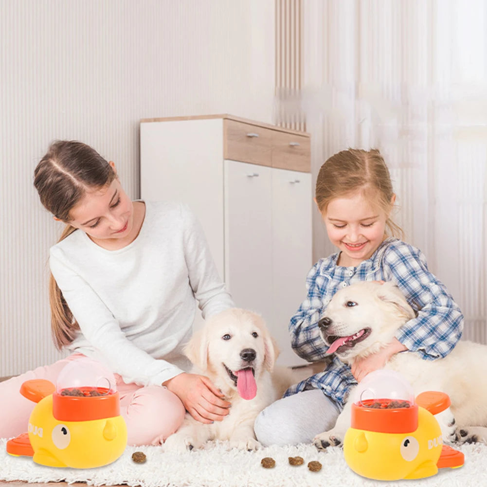 Yellow Duck Shaped Automatic Dog Feeder
