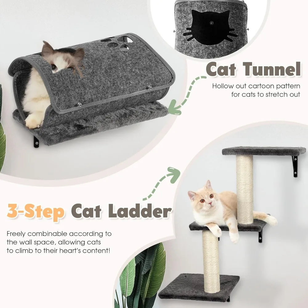 7-in-1 Wall Mounted Cat Climber Set