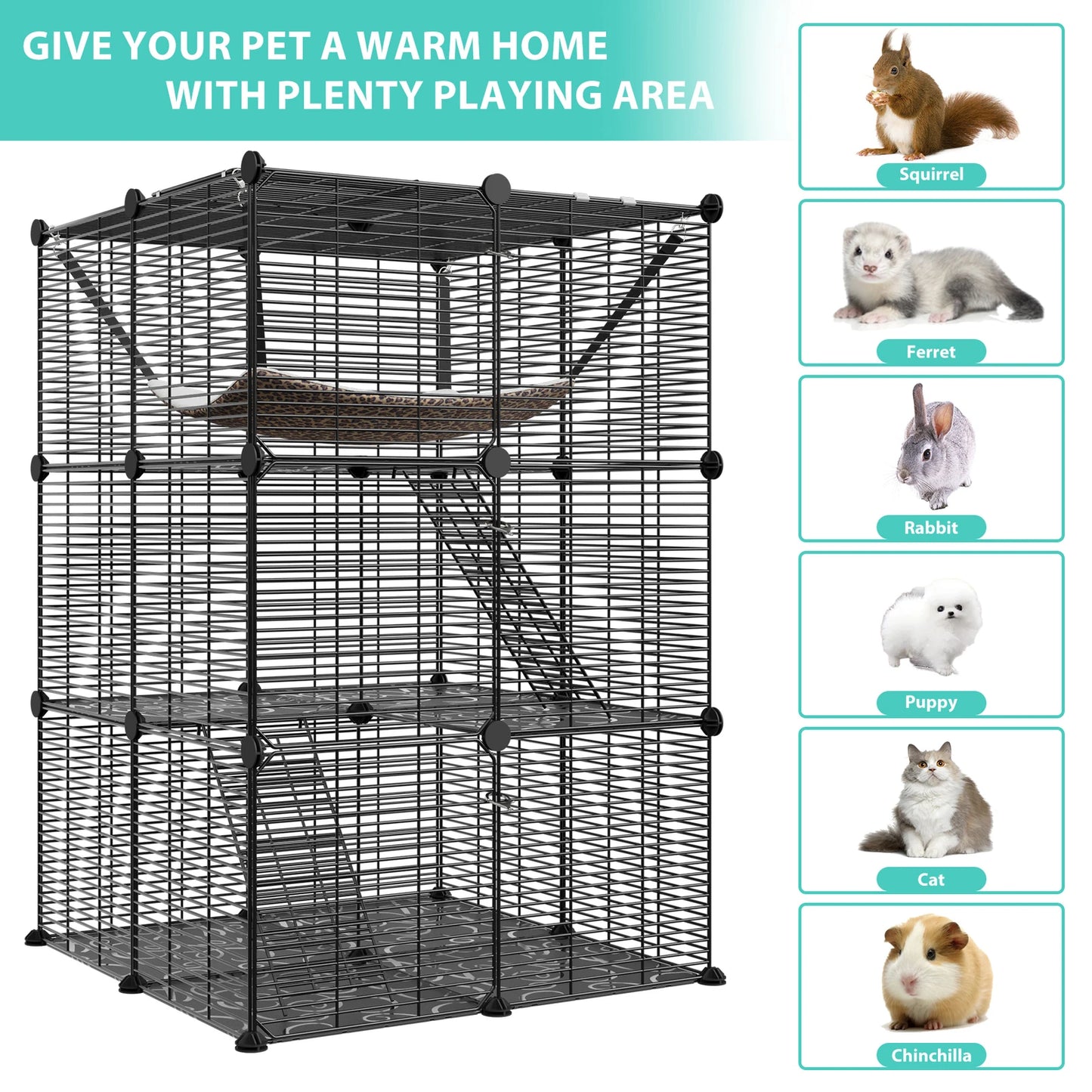 3-Tiers Cat Cage Enclosure