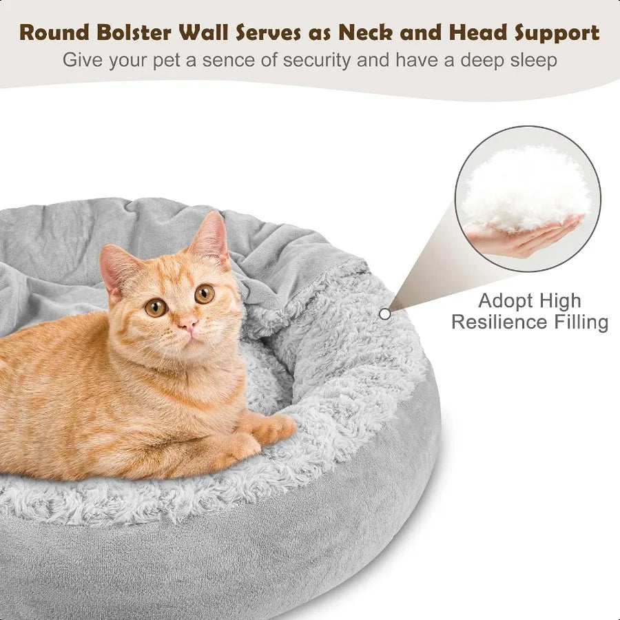 Small Dog Bed or Cat Bed with Hooded Blanket