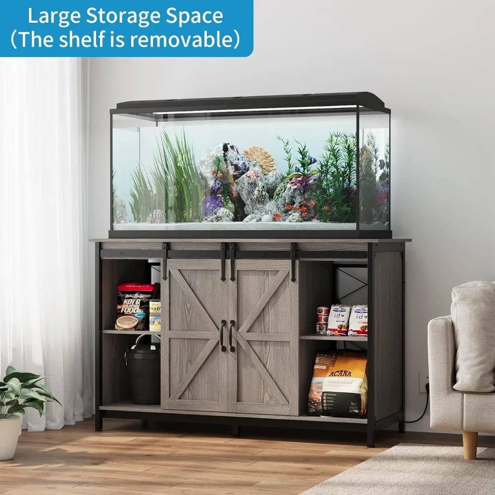 Farmhouse 55-75 Gallon Fish Tank Stand with Power Outlet