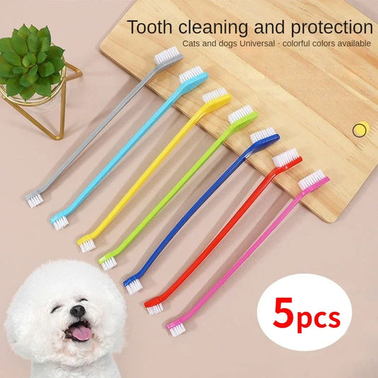 5pcs/set Long Handle Pet Toothbrush