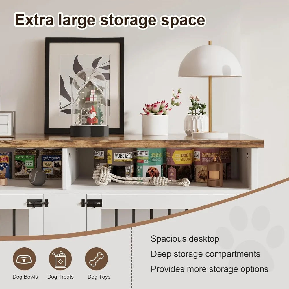 72'' Dog Crate Furniture for 2 Dogs