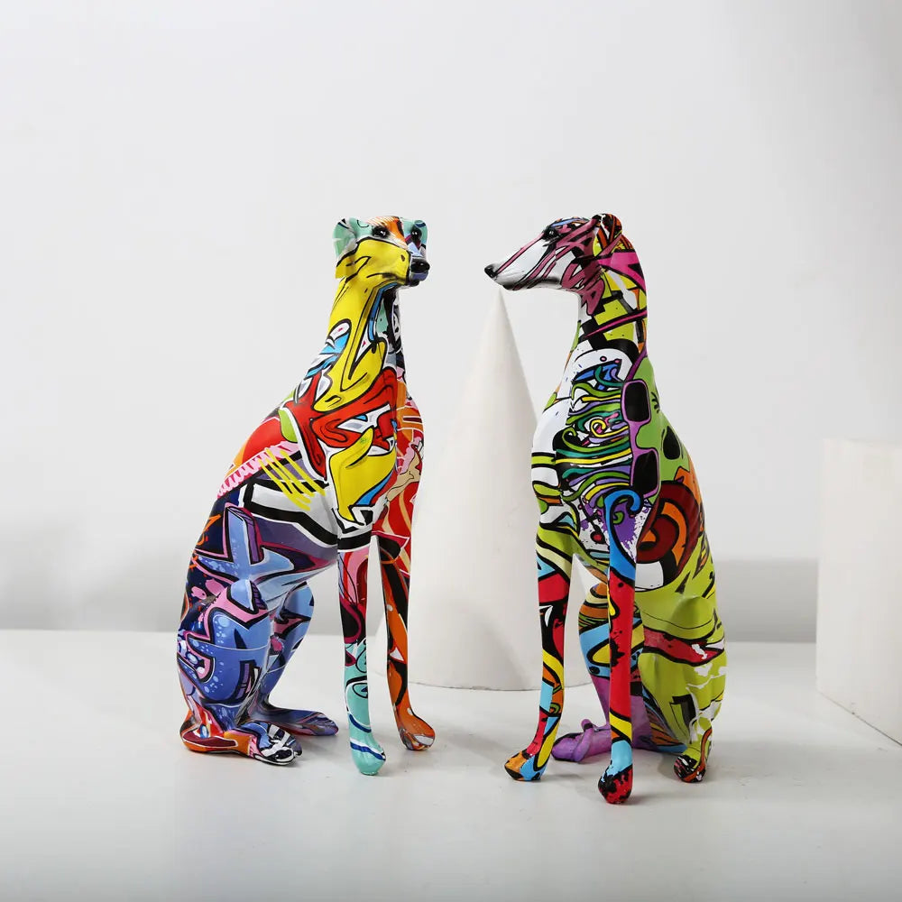 Modern Creative Painted Colorful Greyhound Doberman