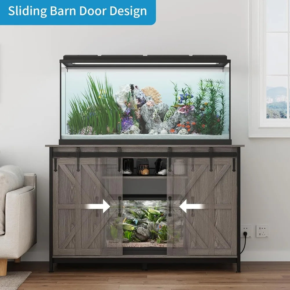 Farmhouse 55-75 Gallon Fish Tank Stand with Power Outlet