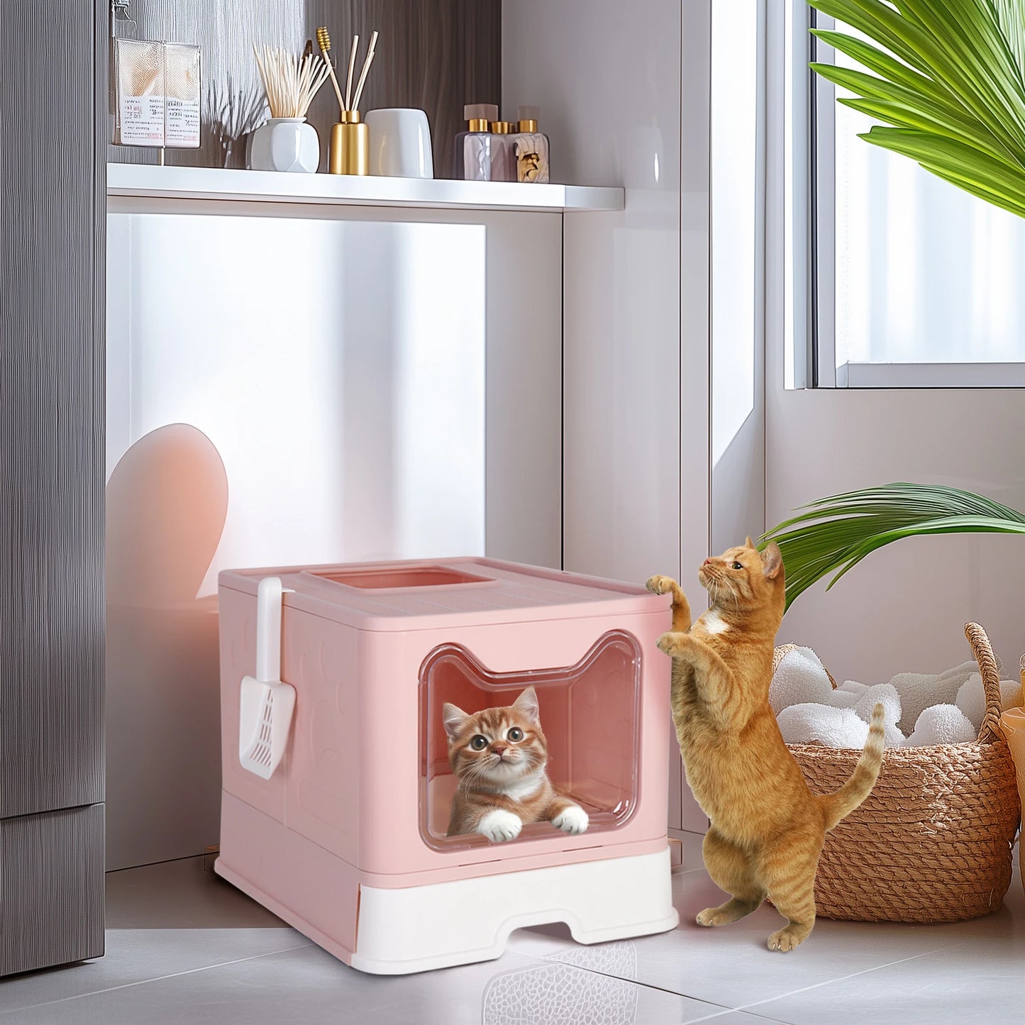 Modern Flexible Tidy Cat Litter Box Enclosure