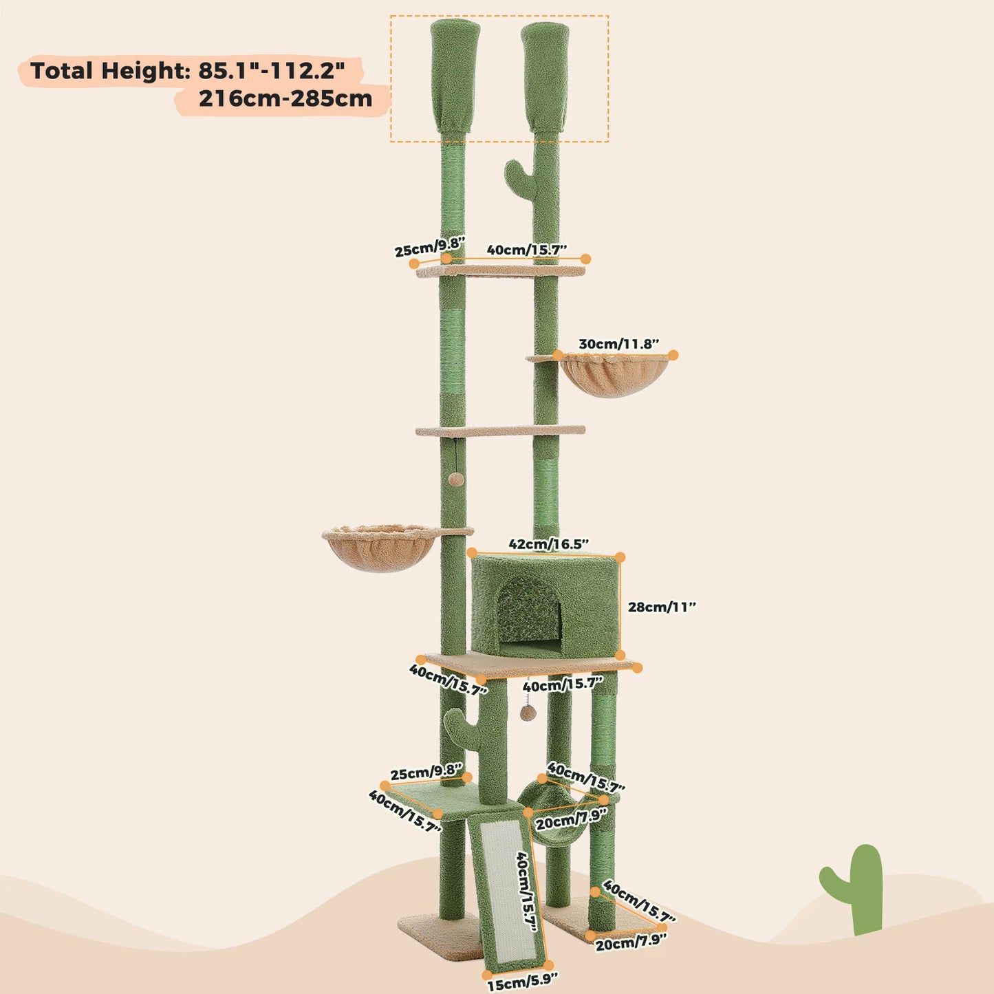 Cactus Cat Tree Floor to Ceiling Cat Tower