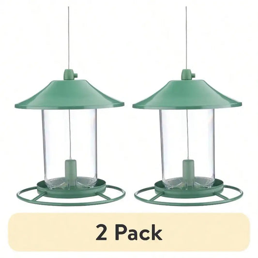 (2 Pack) Green Panoramic Bird Feeder