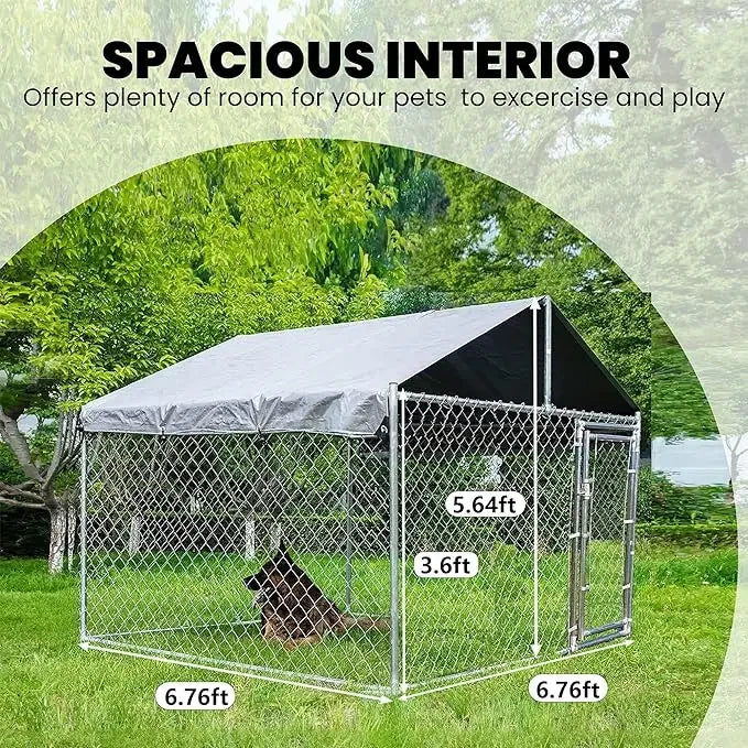 Large Outdoor Kennel with Fully Covered Roof
