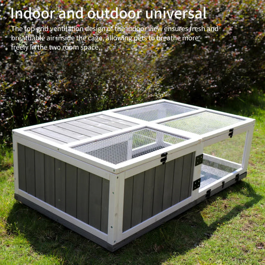 Wooden Turtle House Indoor, Small Animal Turtle Cage Outdoor