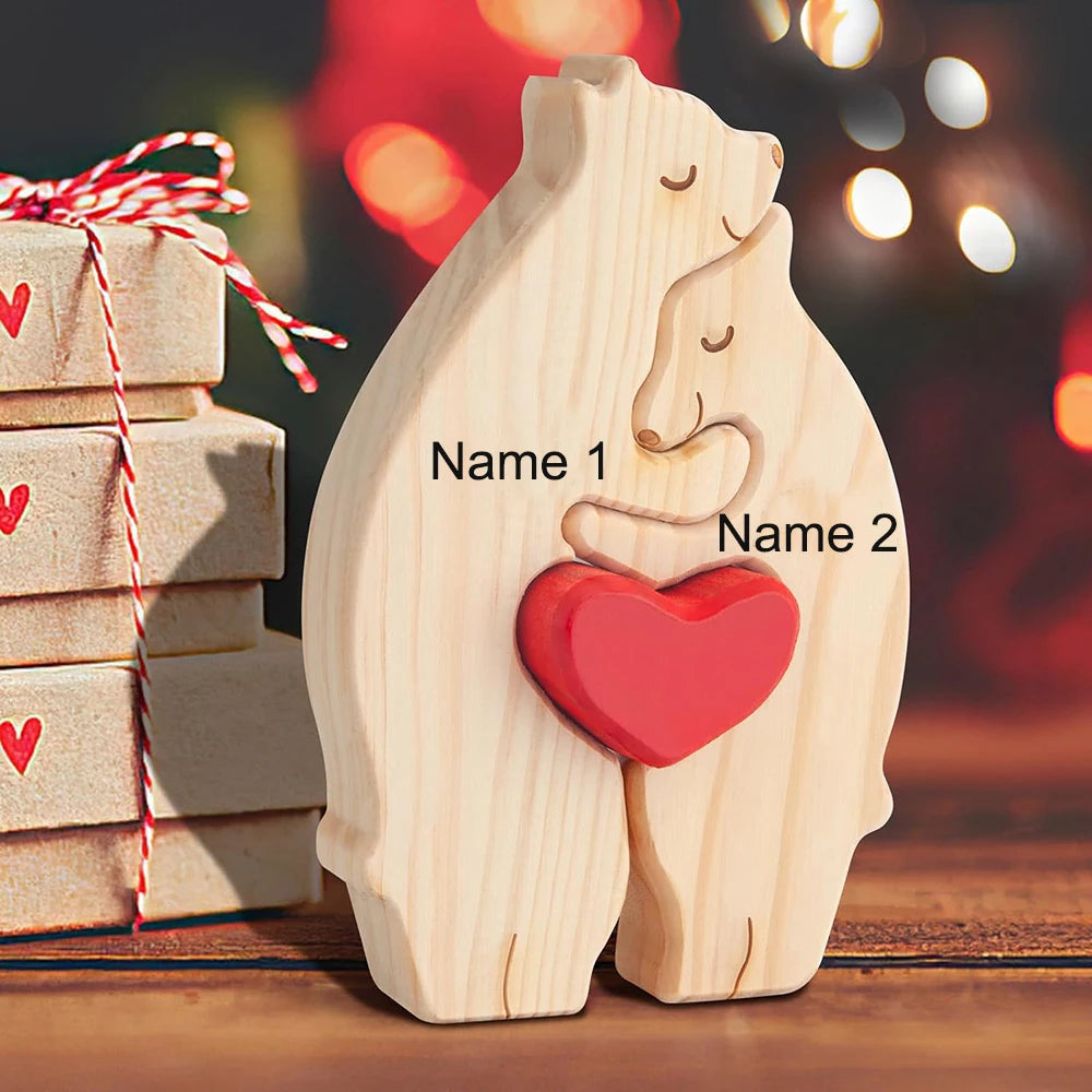 Personalized Custom Bear Family Wooden Puzzle