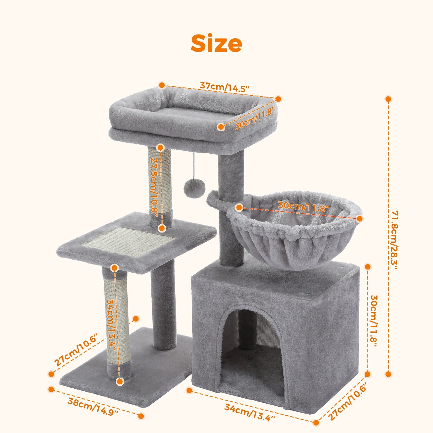 2 in 1 Cat Tree for Large Cat and Small Cat