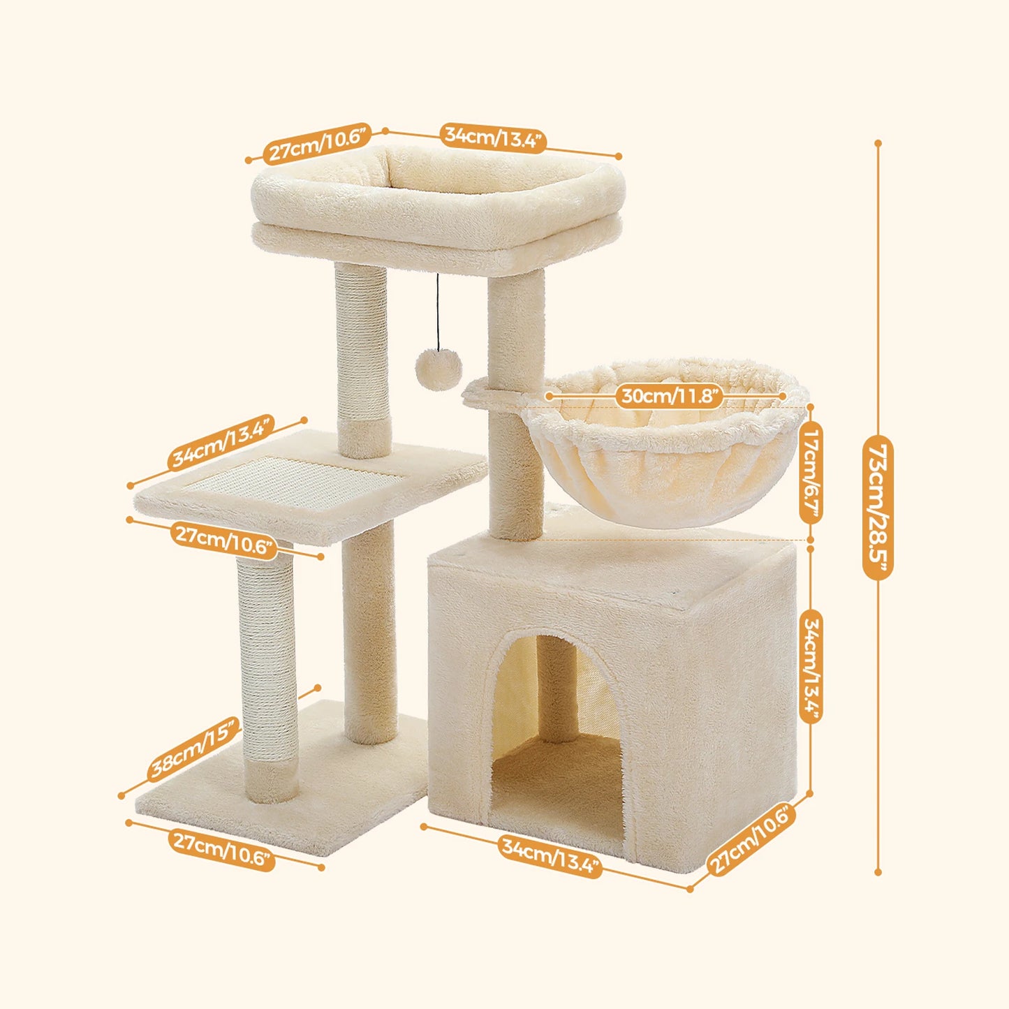 2 in 1 Cat Tree for Large Cat and Small Cat
