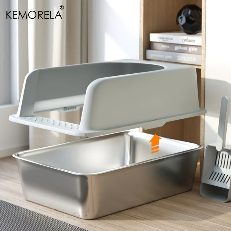 Stainless Steel Litter Box With Litter Mat And Litter