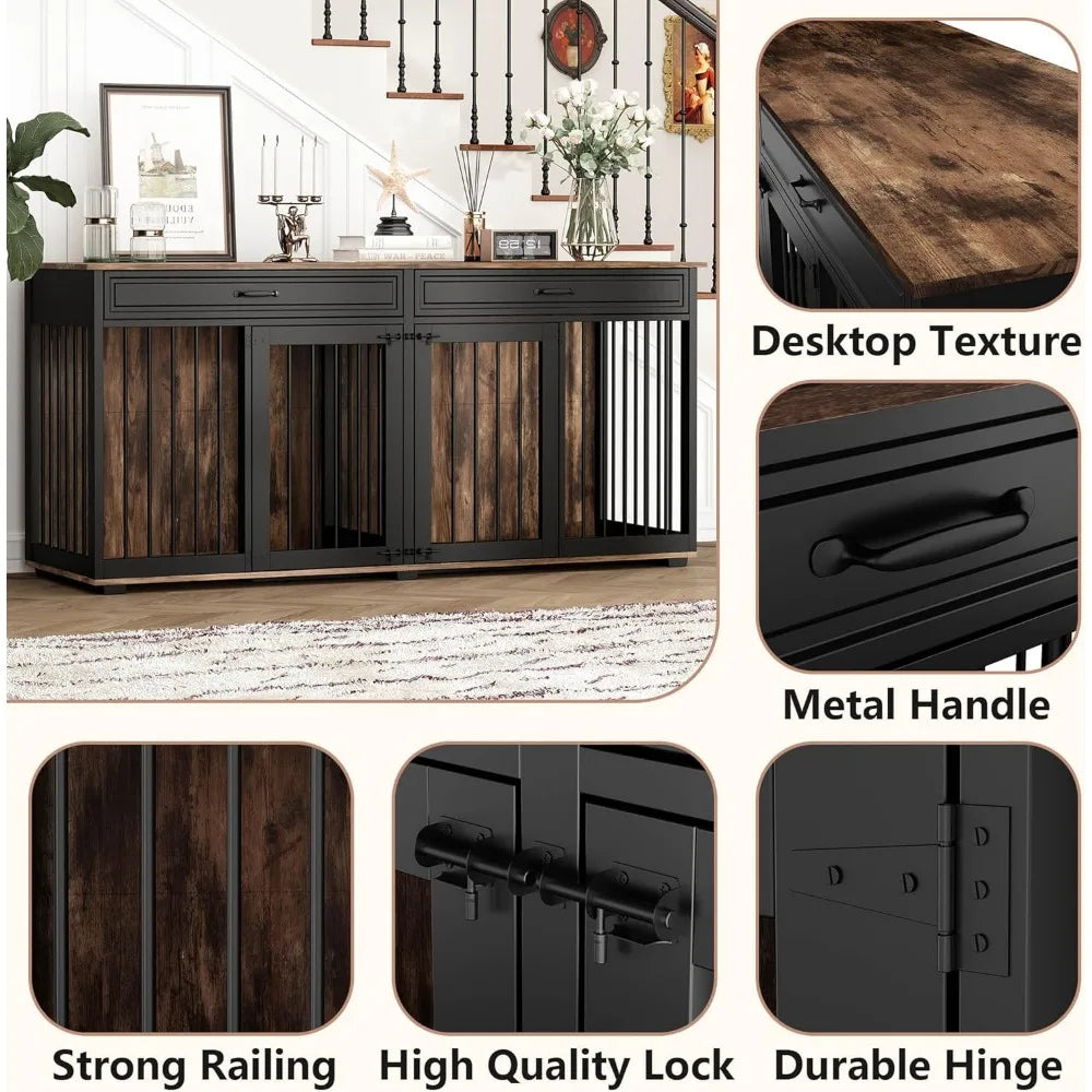 Large Dog Crate Furniture for 2 Dogs