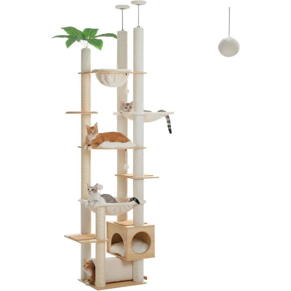 PEQULTI Floor to Ceiling Cat Tree 93.3’’-100.8’’
