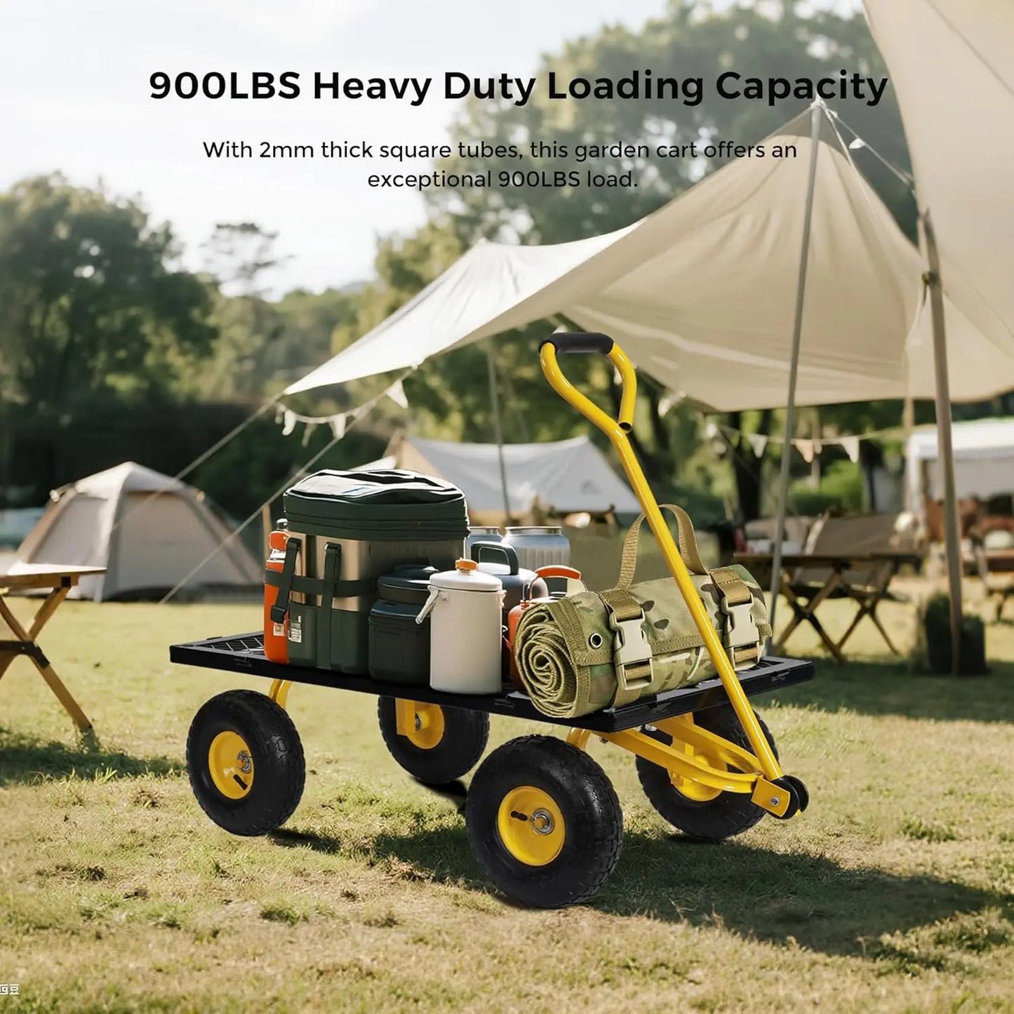 900 Lbs Capacity Heavy Duty Mesh Steel Garden Cart