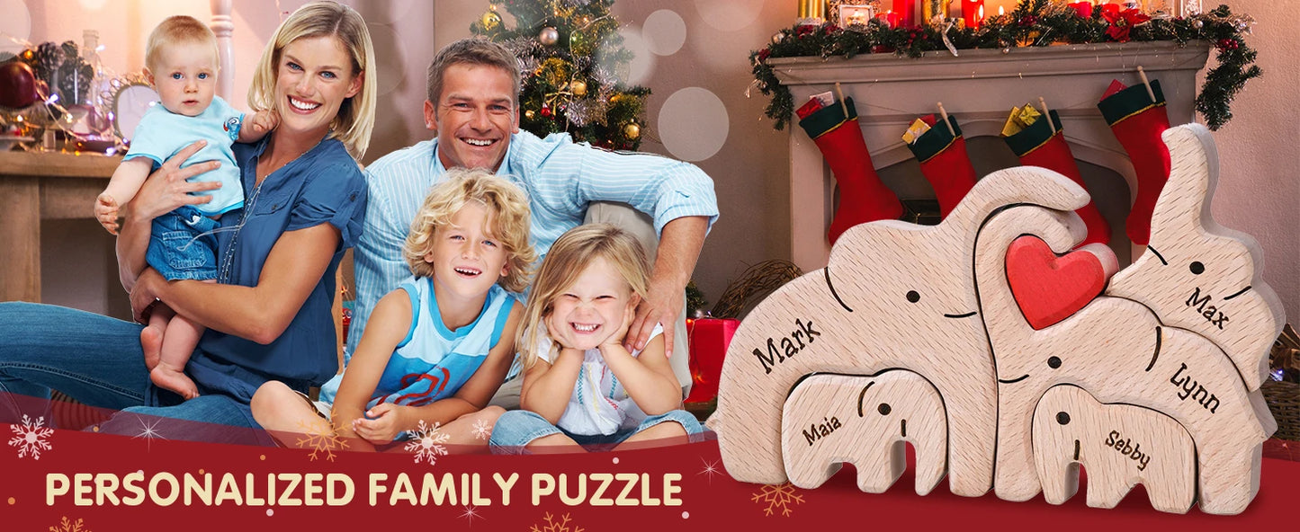 Personalized Custom Bear Family Wooden Puzzle