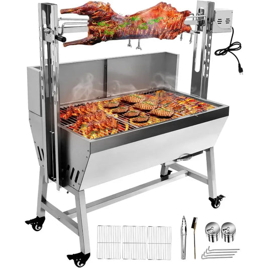 Stainless Steel Rotisserie Grill with Back Cover Guard