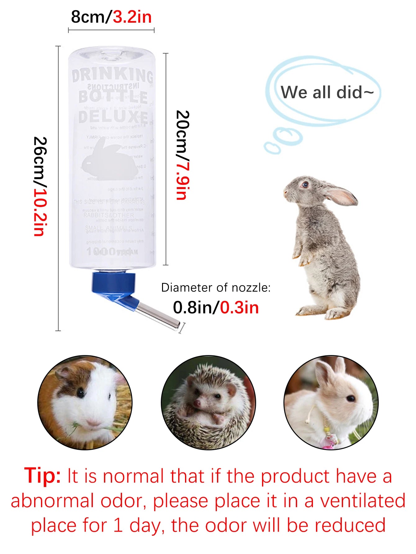 1 PC 1000ml Random Color Small Animals Drinker