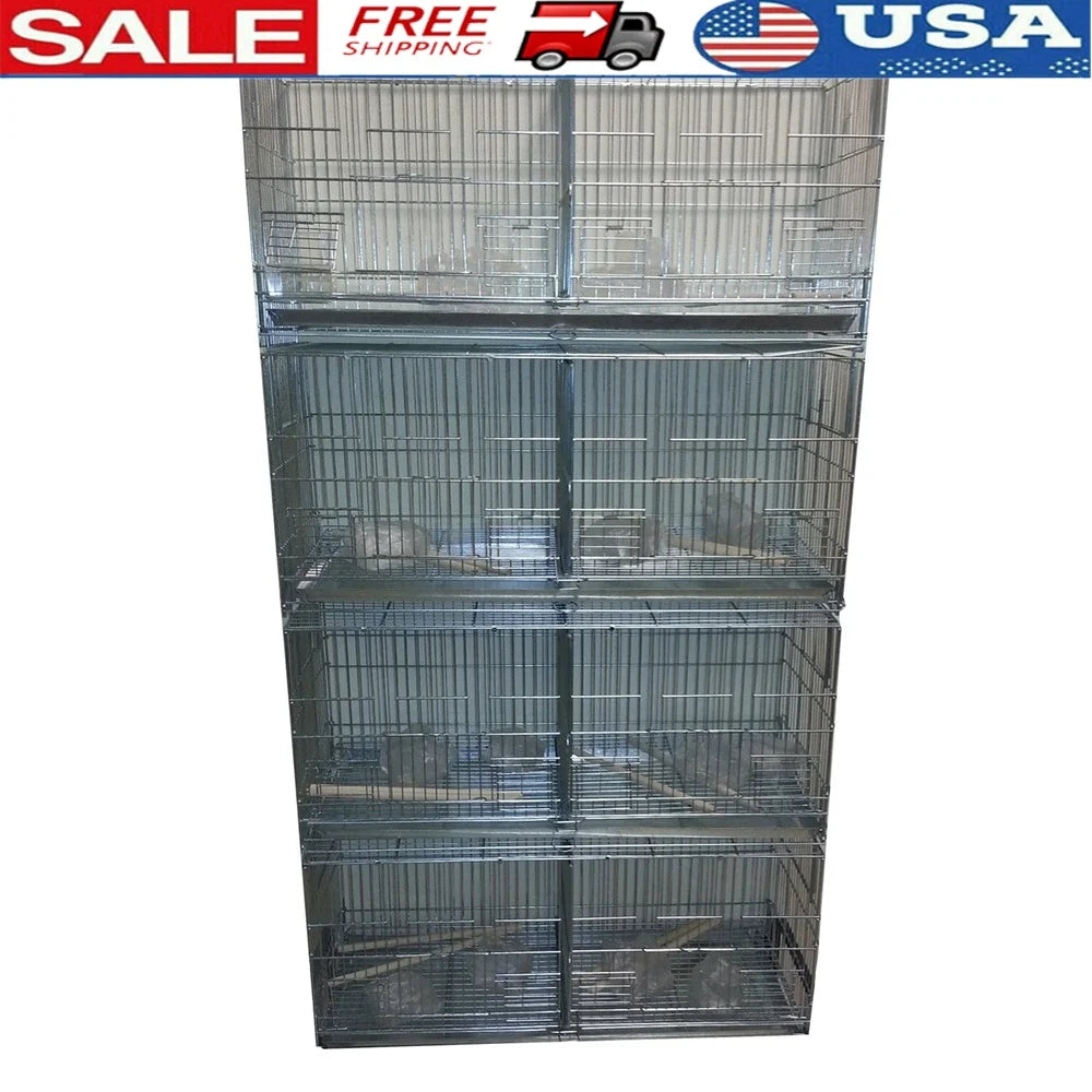 4 Stackable Galvanized Steel Double Breeding Bird Cages