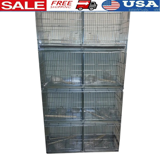 4 Stackable Galvanized Steel Double Breeding Bird Cages