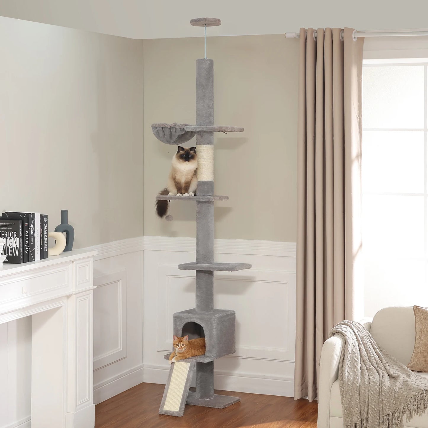 Adjustable 210-274CM Floor to Ceiling Cat Tree Tower