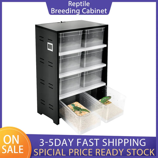 Reptile Breeding Cabinet with 8 Clear Boxes