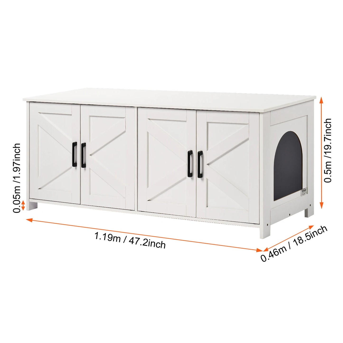 VEVOR Cat Litter Box Enclosure, White