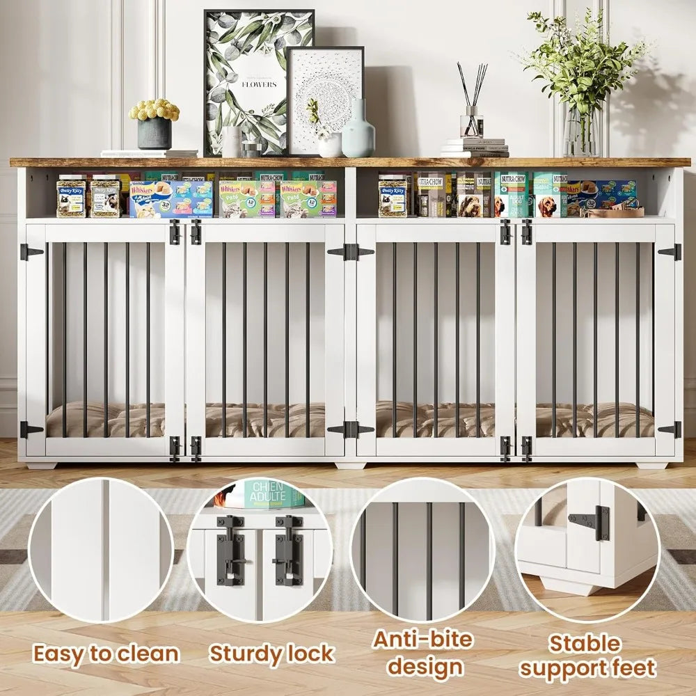 72'' Dog Crate Furniture for 2 Dogs