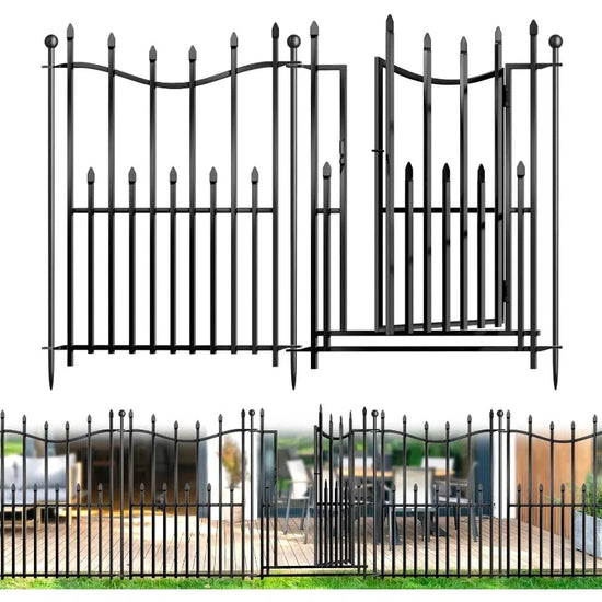 10 Panels No Dig Decorative Garden Fence with Gate