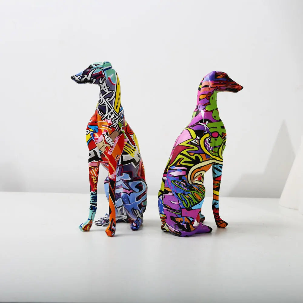 Modern Creative Painted Colorful Greyhound Doberman