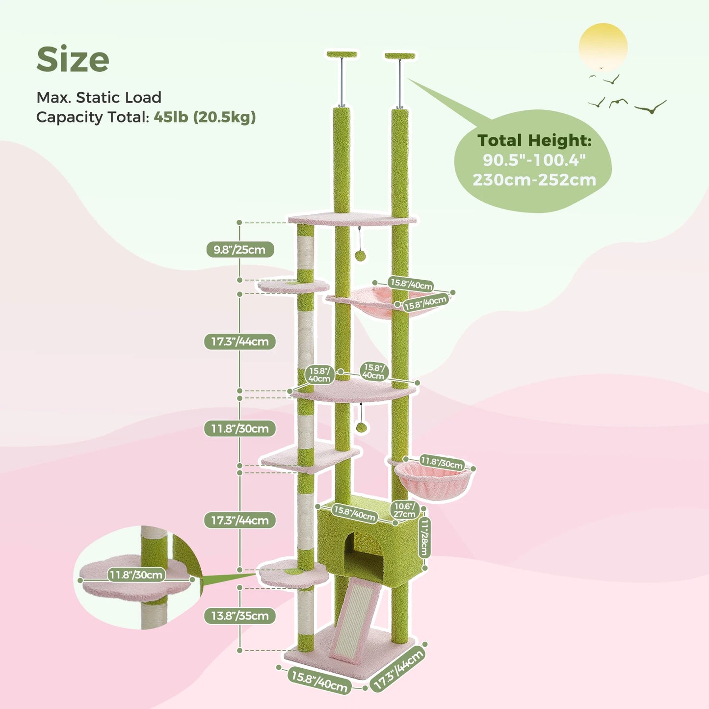 Floor to Ceiling Cat Tree Tower