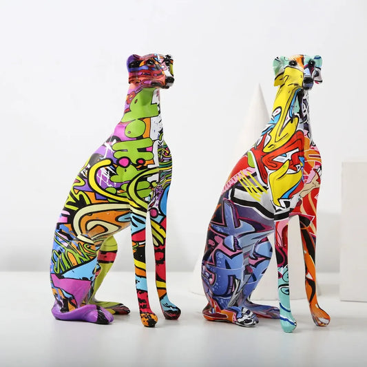Modern Creative Painted Colorful Greyhound Doberman
