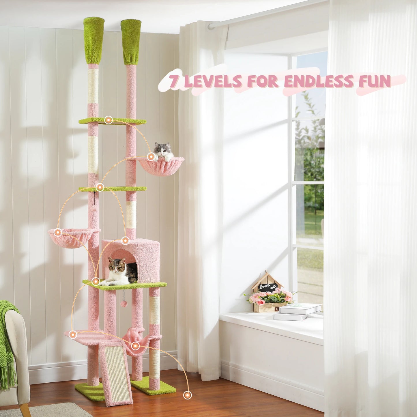 Cactus Cat Tree Floor to Ceiling Cat Tower