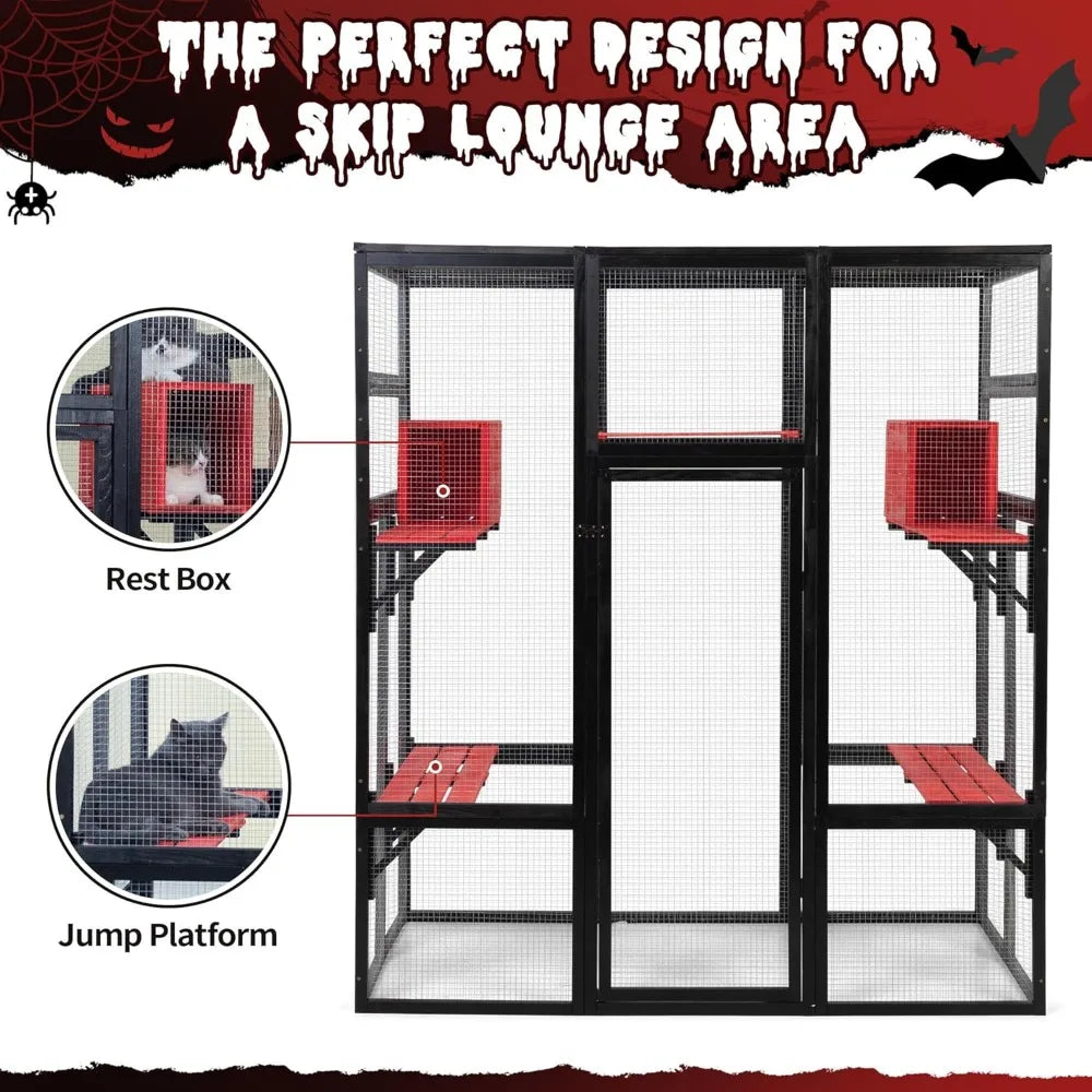 Large Spacious Wooden Catio Outdoor Cat Cage