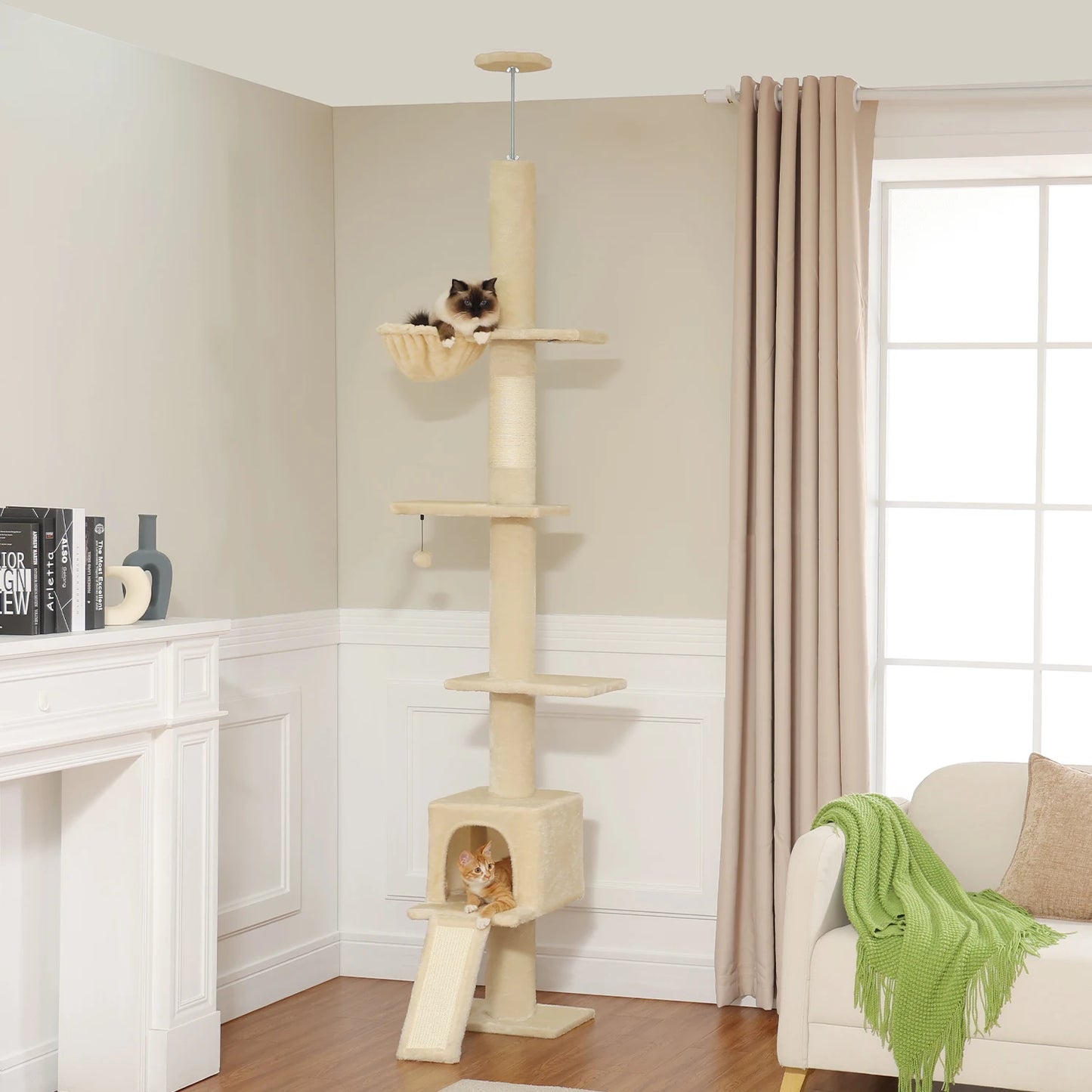 Adjustable 210-274CM Floor to Ceiling Cat Tree Tower
