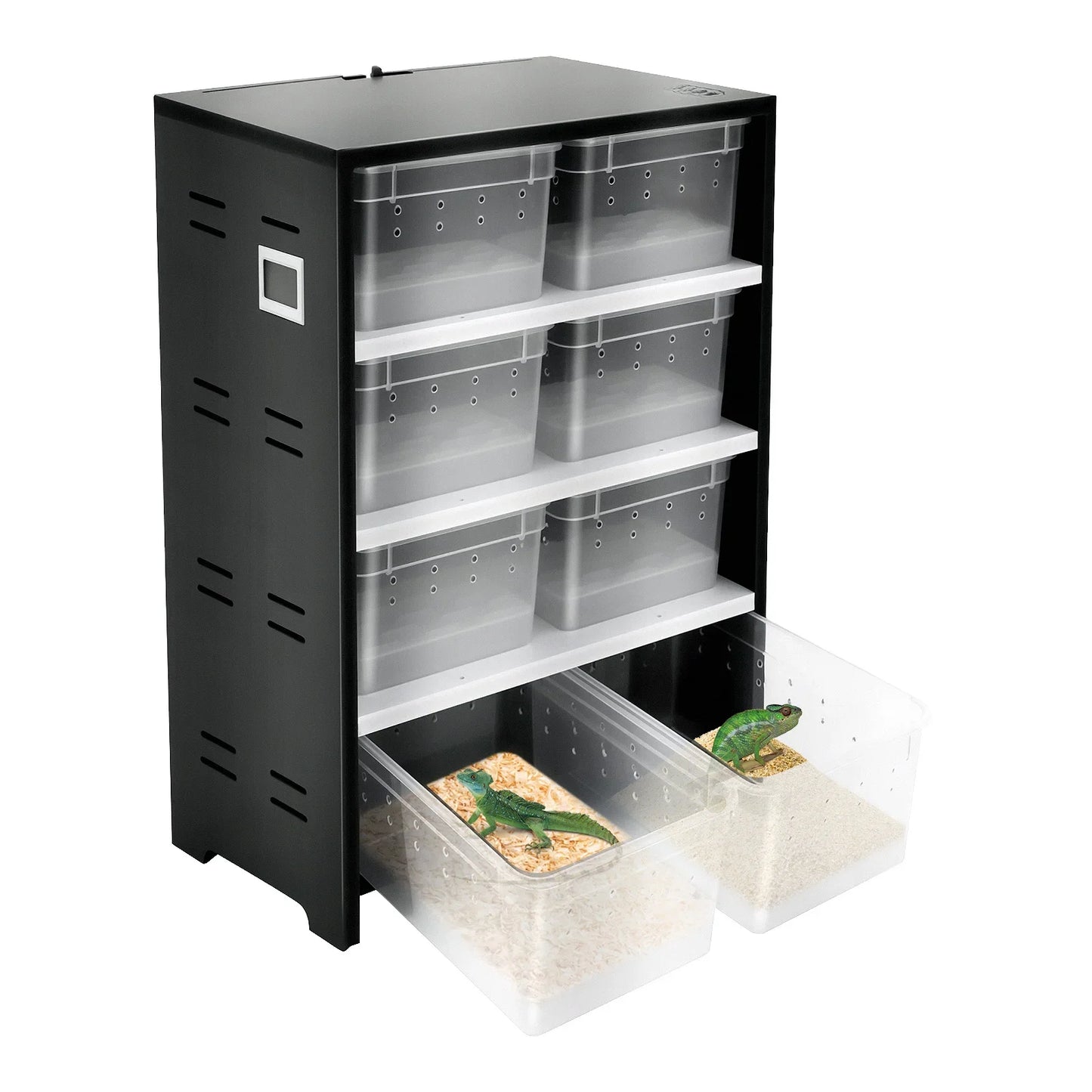 Reptile Breeding Cabinet with 8 Clear Boxes