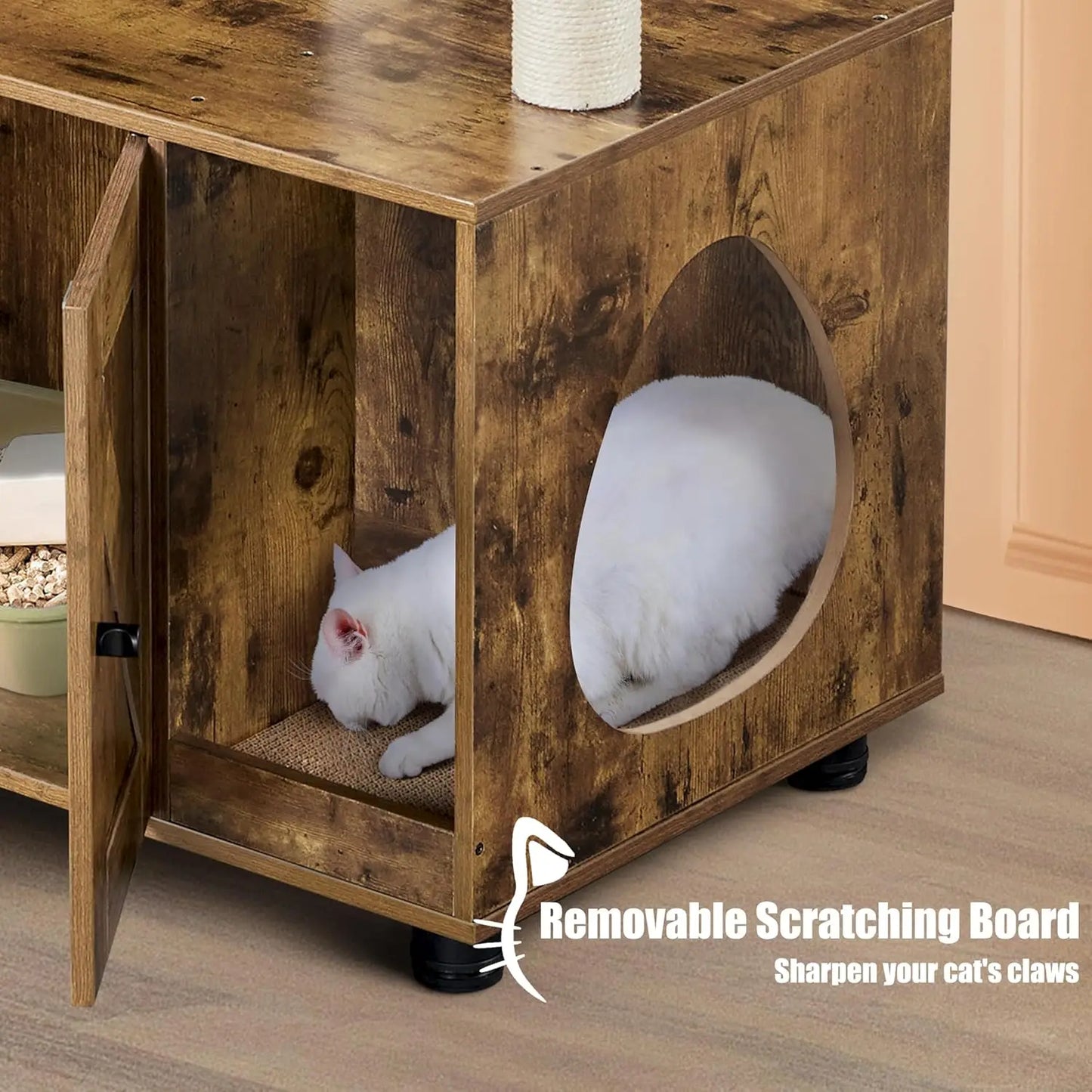 Litter Box Enclosure with Cat Tree