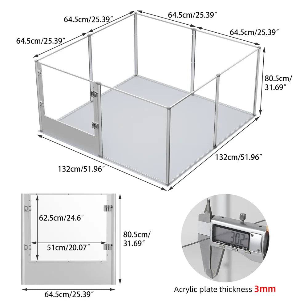 1Pc Large Acrylic Dog Playpen Cage
