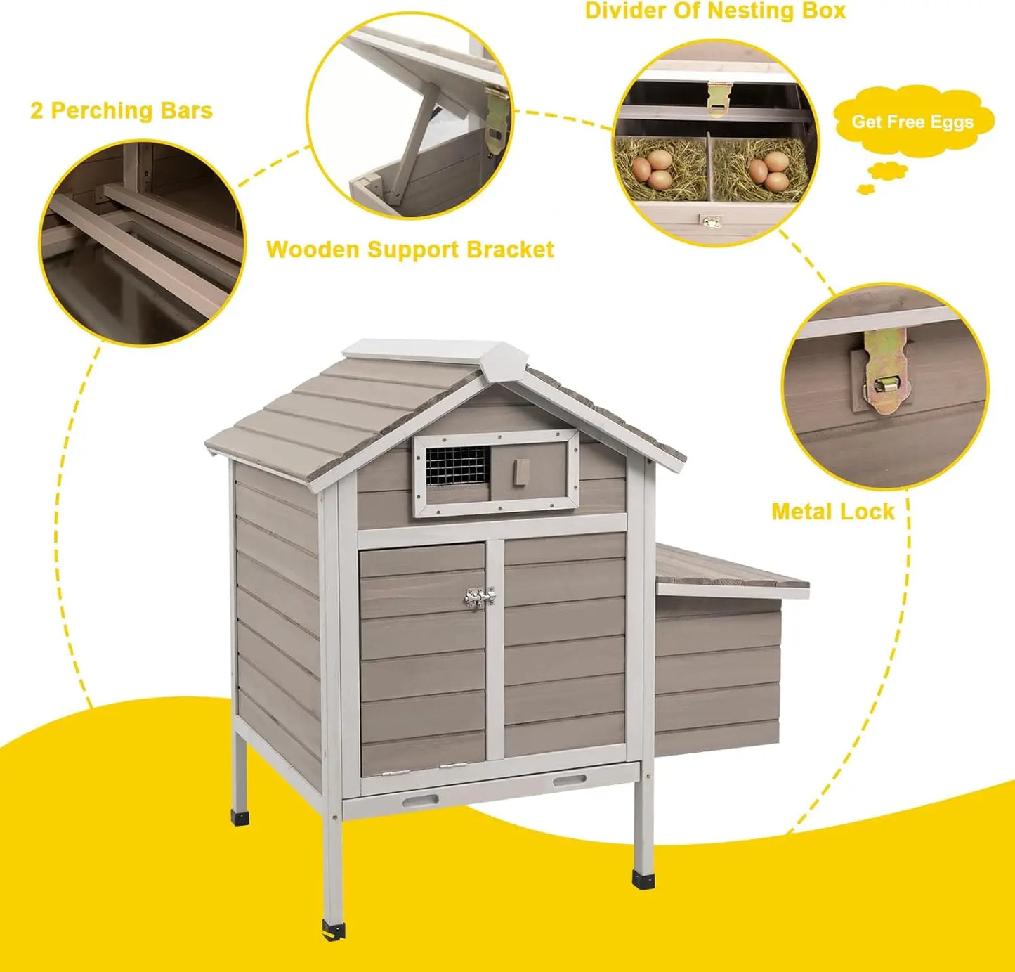 Petscosset Chicken Coop with Nesting Box
