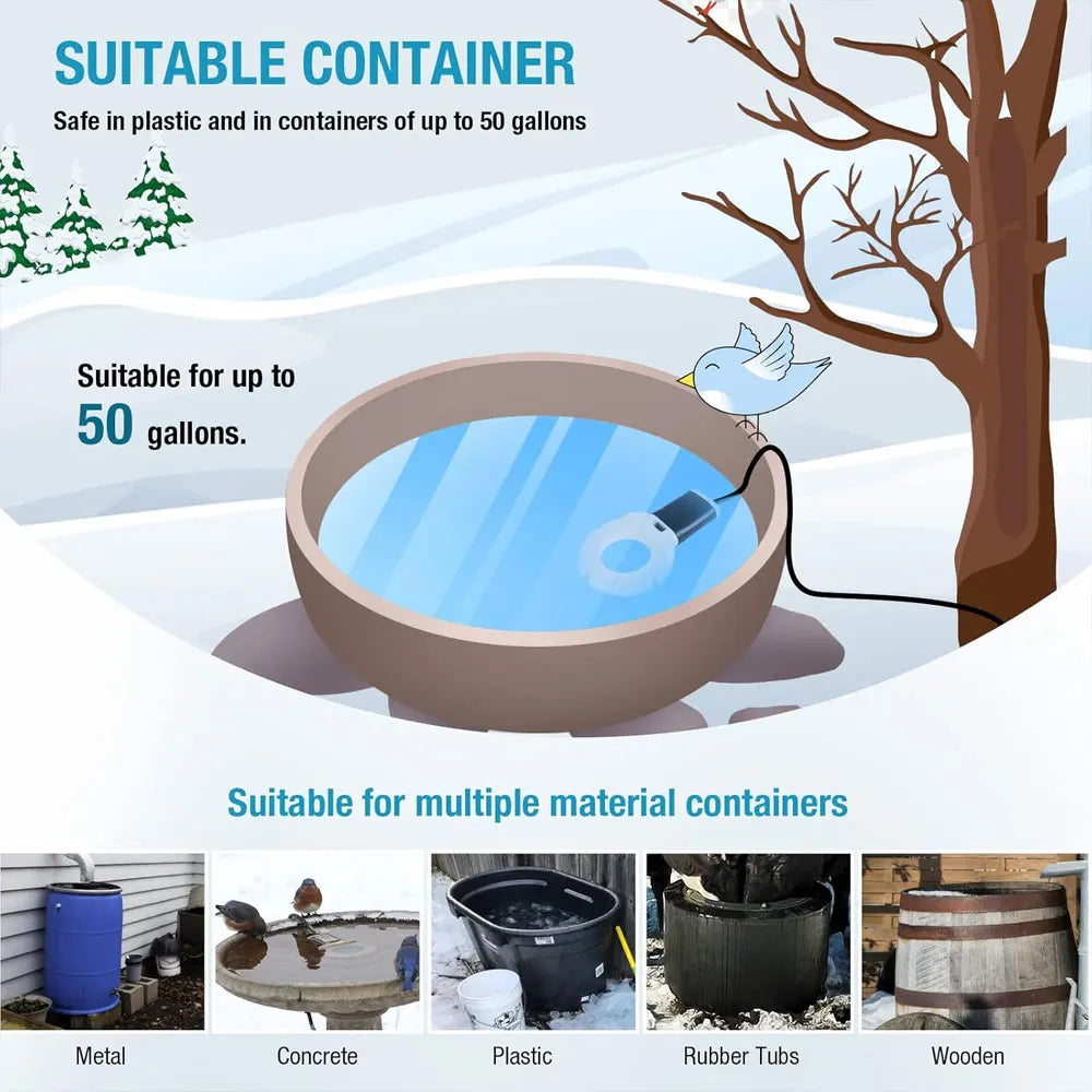 500W Chicken Waterer Heater Aluminum Utility De-Icer for Farm & Livestock